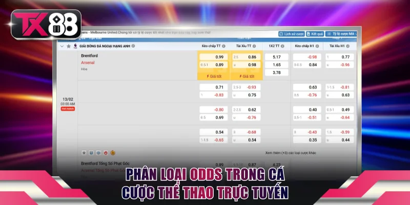 Phân loại odds trong cá cược thể thao trực tuyến